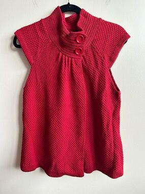August Silk Women’s Knit Red Cap Sleeve Turtleneck Sweater Vest M